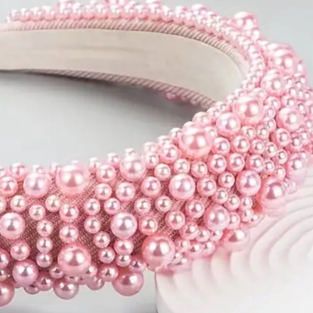 Pink pearl beaded headband NWOT‎ cottagecore